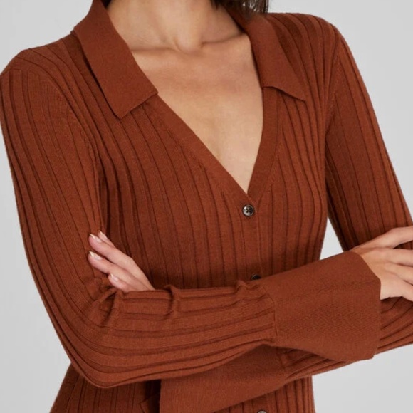 Ribbed Collared Cardigan Dress - Picture 3 of 4